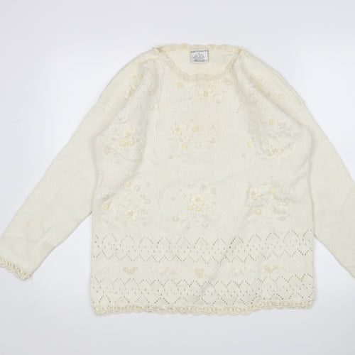 Partners Womens Ivory   Pullover Jumper Size M