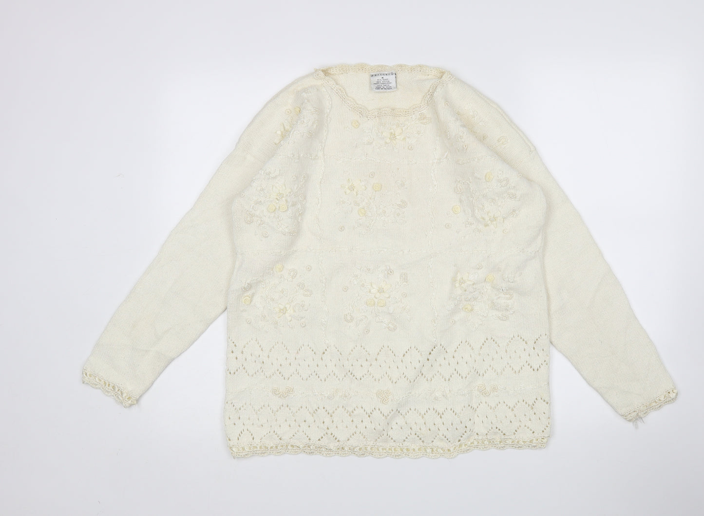 Partners Womens Ivory   Pullover Jumper Size M