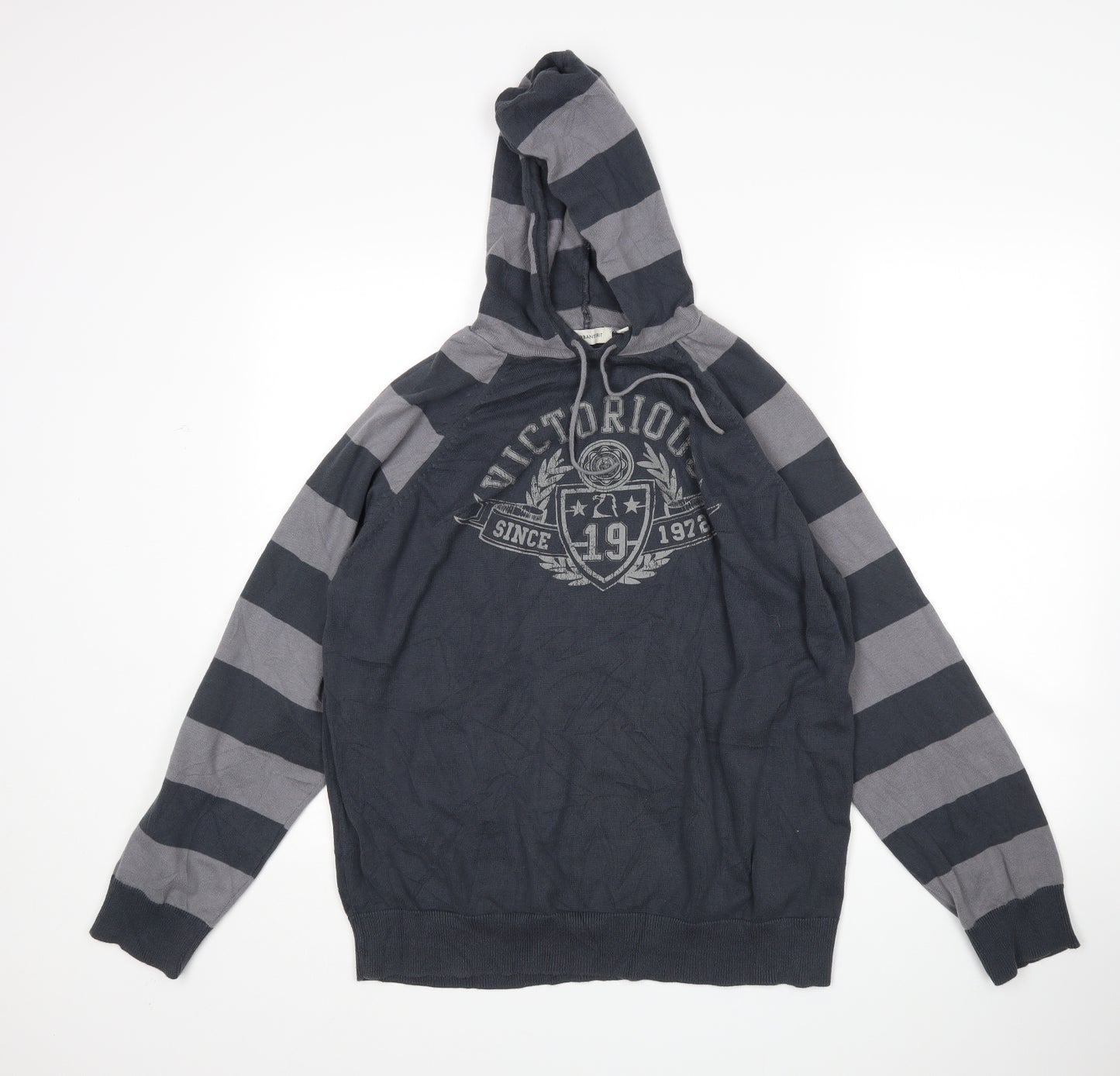 UrbanSpirit Womens Grey Striped  Pullover Hoodie Size L