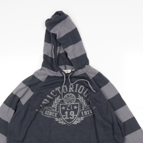 UrbanSpirit Womens Grey Striped  Pullover Hoodie Size L