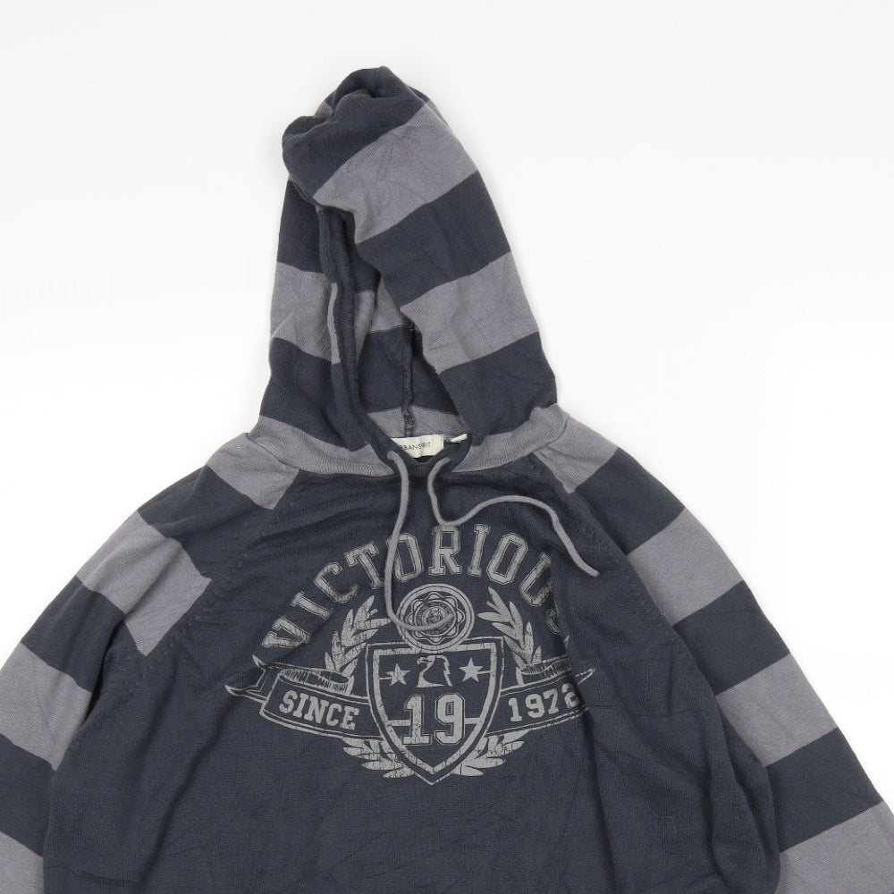 UrbanSpirit Womens Grey Striped  Pullover Hoodie Size L