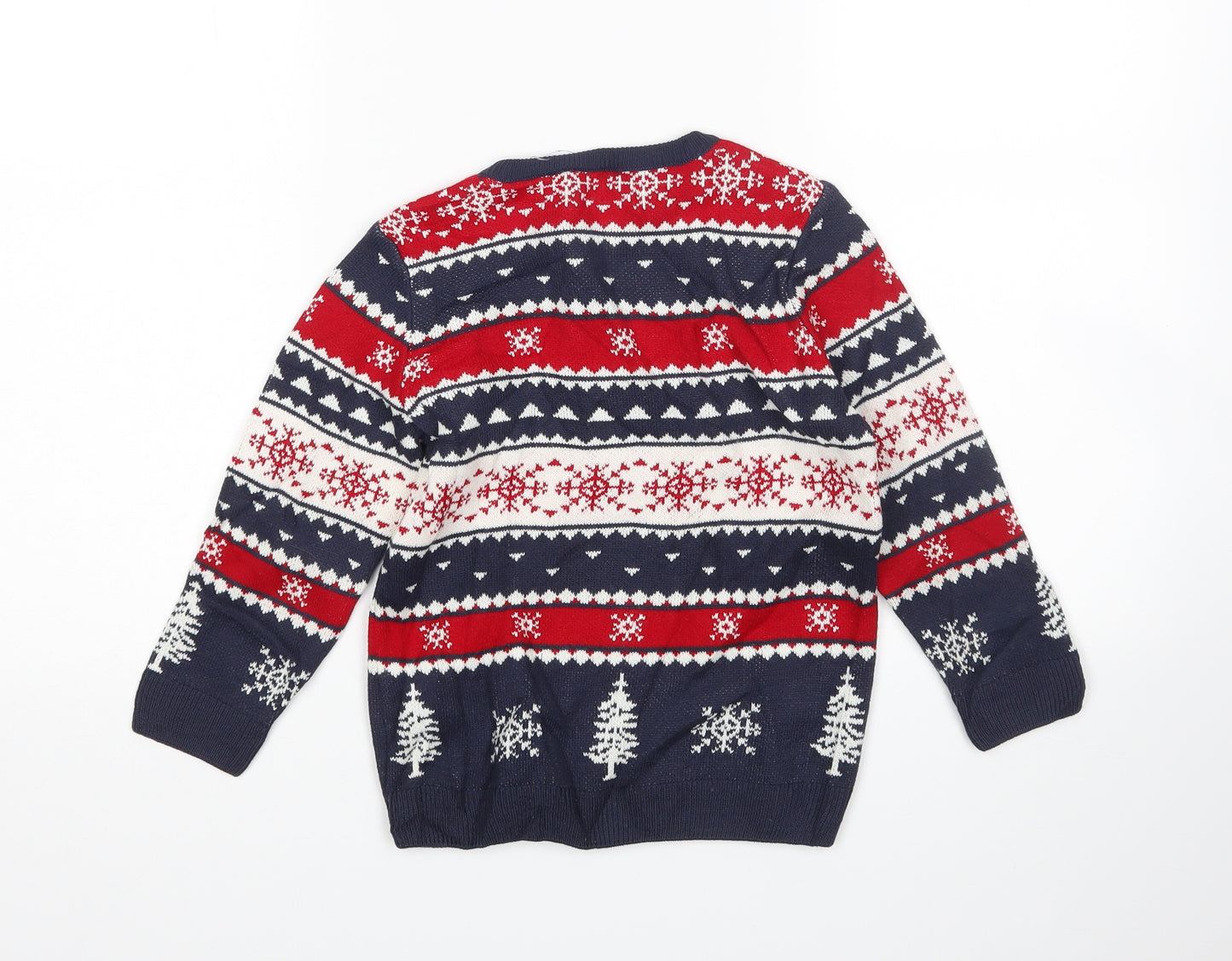 Preworn Boys Multicoloured Argyle/Diamond  Pullover Jumper Size 5-6 Years  - Christmas