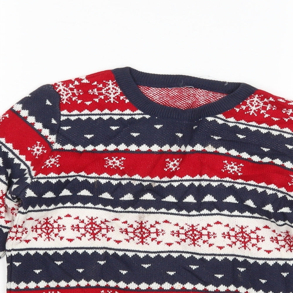 Preworn Boys Multicoloured Argyle/Diamond  Pullover Jumper Size 5-6 Years  - Christmas