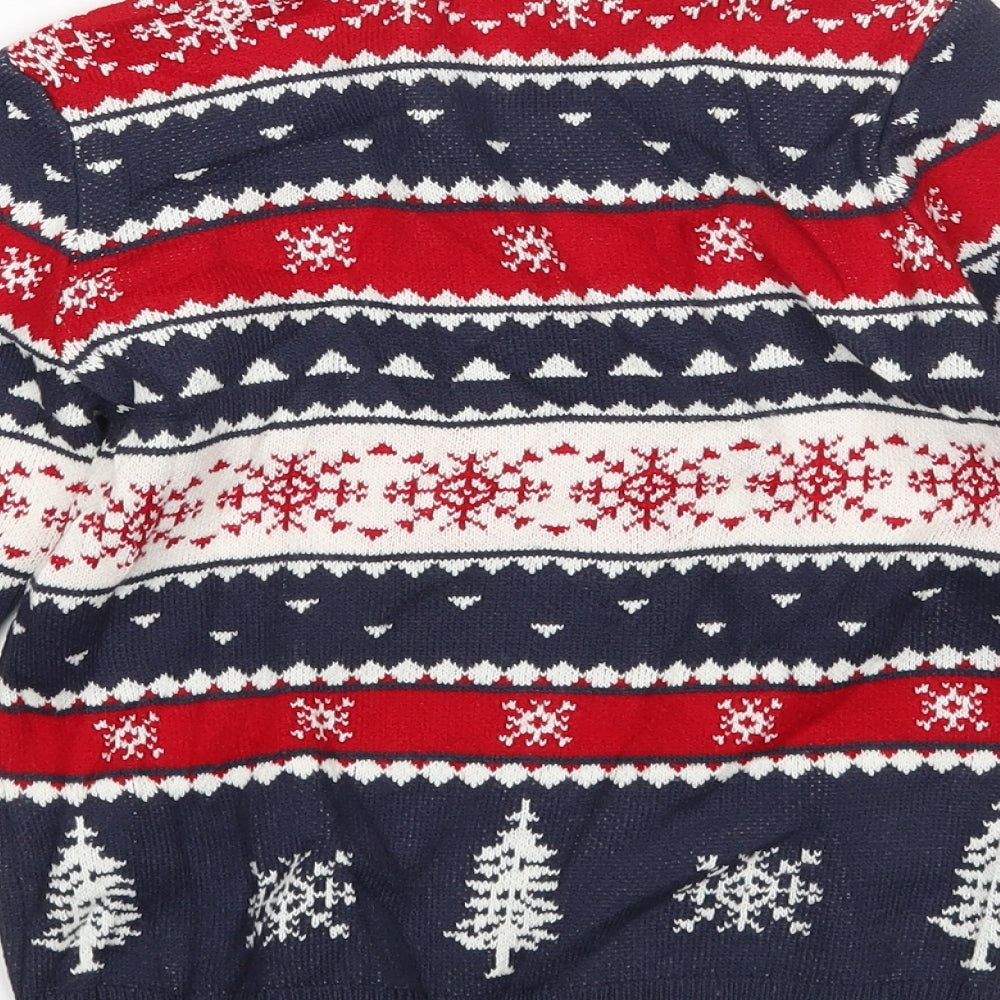 Preworn Boys Multicoloured Argyle/Diamond  Pullover Jumper Size 5-6 Years  - Christmas