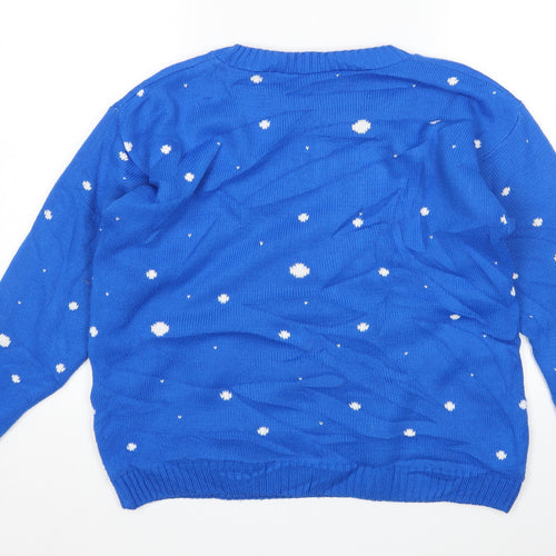 Preworn Womens Blue Polka Dot  Pullover Jumper Size M  - Minions christmas
