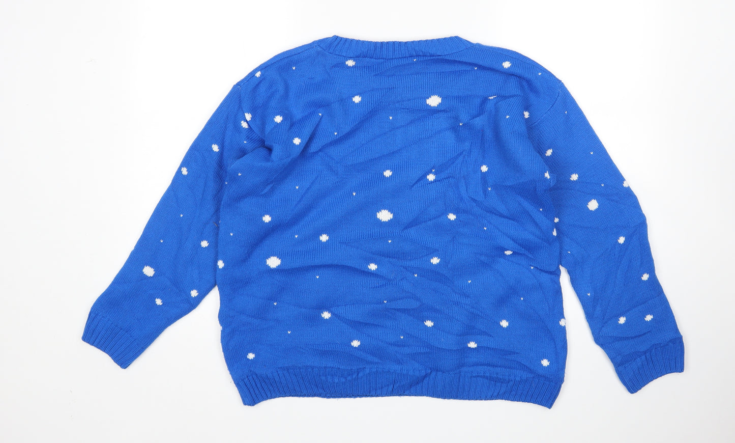 Preworn Womens Blue Polka Dot  Pullover Jumper Size M  - Minions christmas