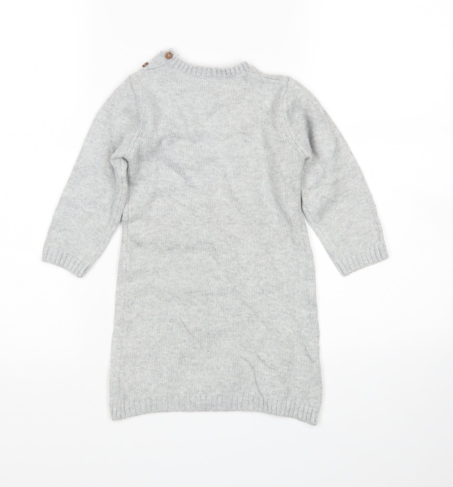 M&S Girls Grey Floral  Jumper Dress  Size 12-18 Months