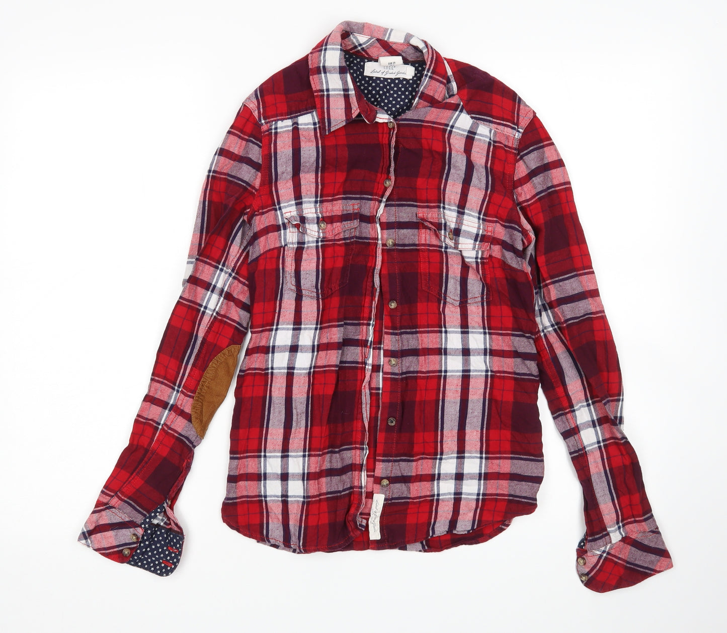 H&M Womens Multicoloured Plaid  Basic Button-Up Size 6