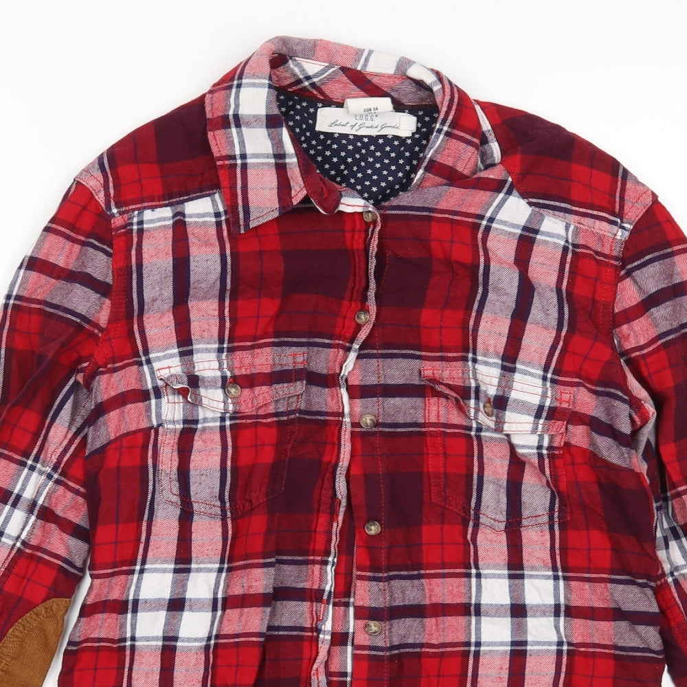 H&M Womens Multicoloured Plaid  Basic Button-Up Size 6