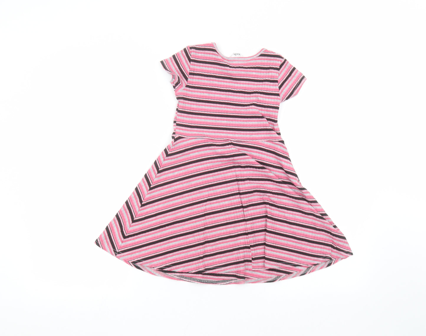 M&Co Girls Pink Striped  A-Line  Size 5-6 Years