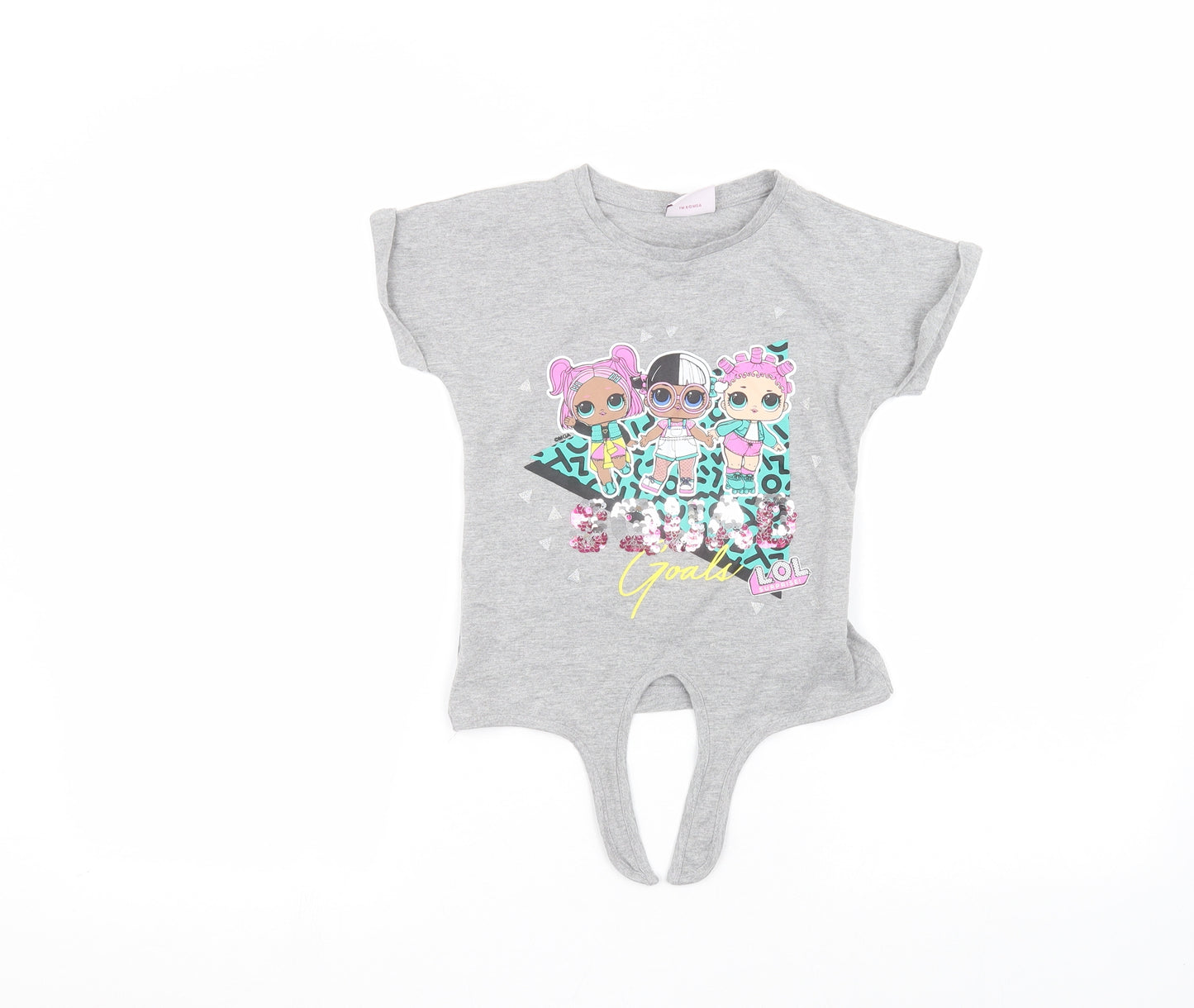 M&Co Girls Grey   Basic T-Shirt Size 8-9 Years  - LOL