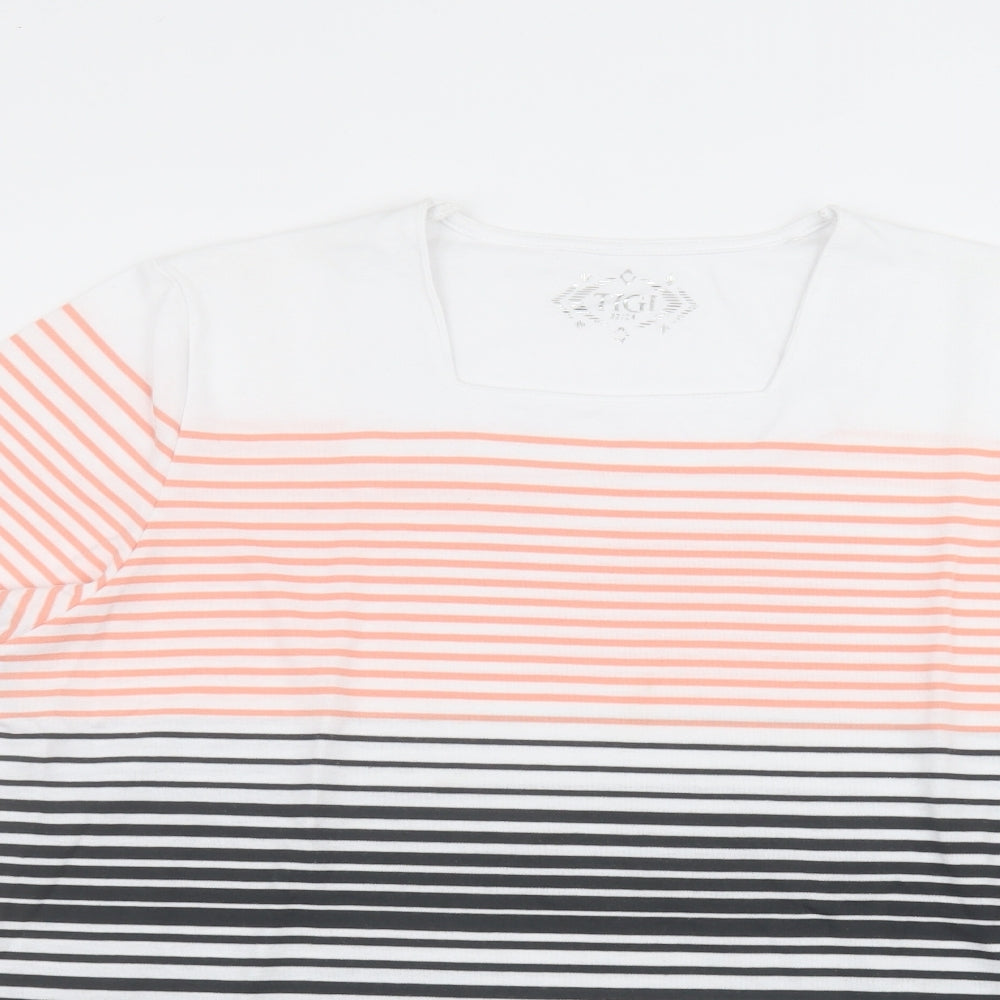 Tigi Womens White Striped  Basic T-Shirt Size 22