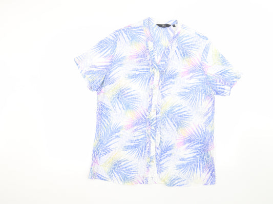 Front view of ISLE women’s white floral basic button-up, size UK 16