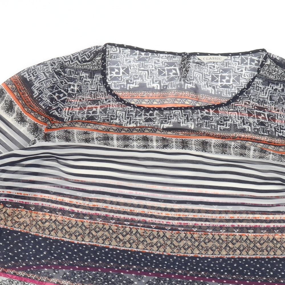 Marks and Spencer Womens Blue Striped  Basic T-Shirt Size 16