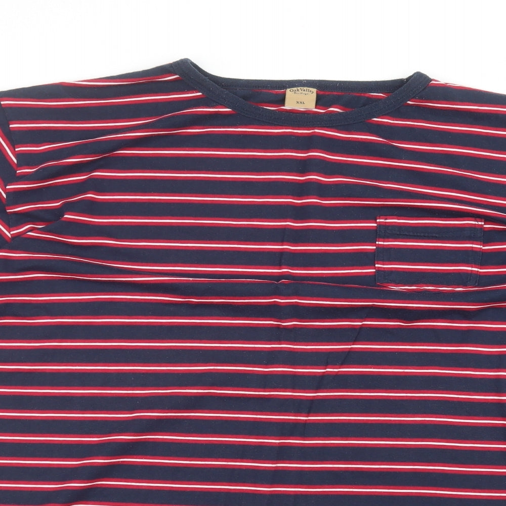 Oak valley Mens Blue Striped   T-Shirt Size 2XL