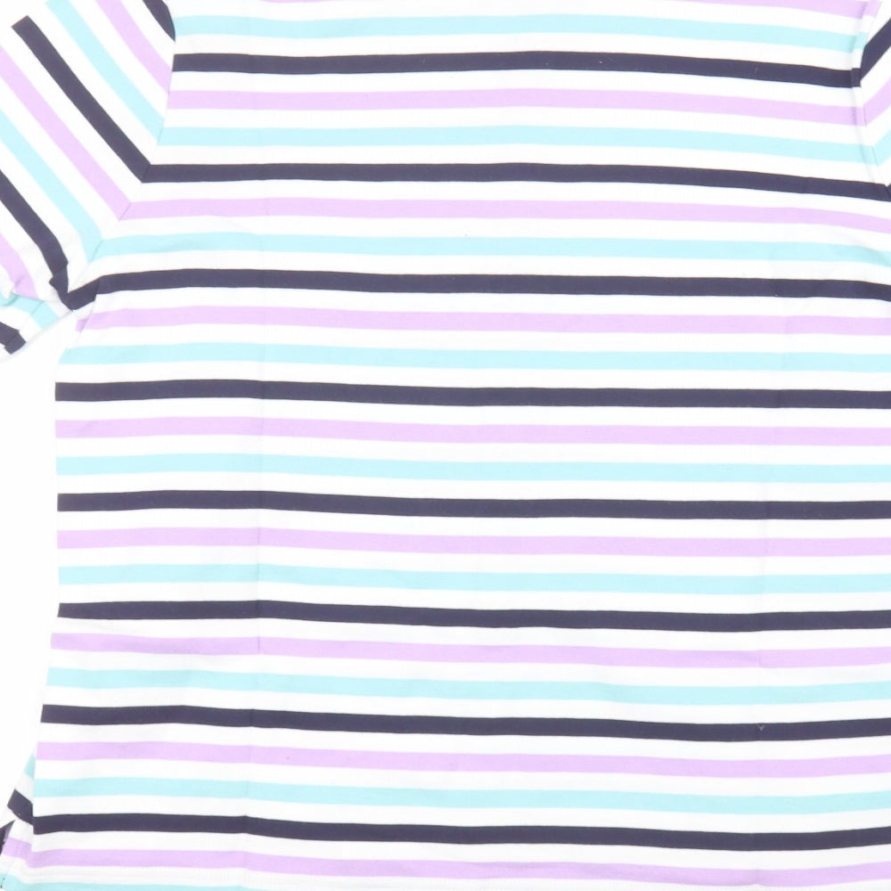 Tulchan Womens White Striped  Basic Polo Size 18