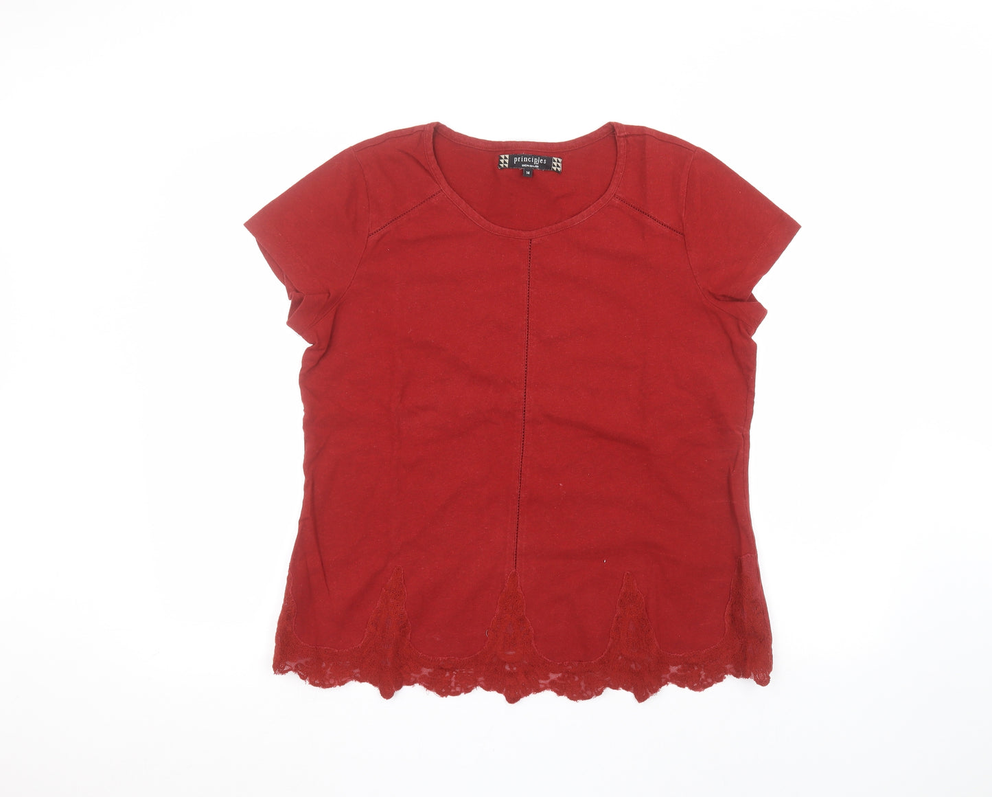 Principles Womens Red   Basic T-Shirt Size 14