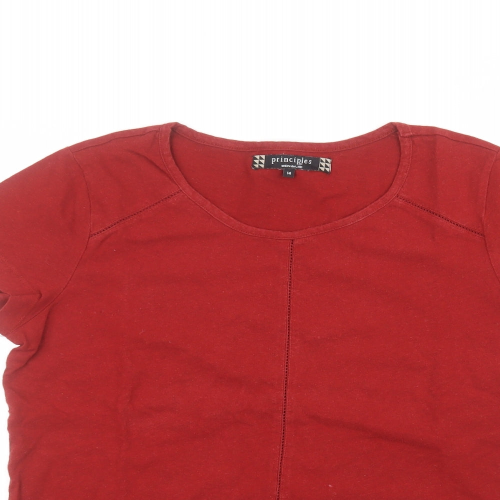 Principles Womens Red   Basic T-Shirt Size 14