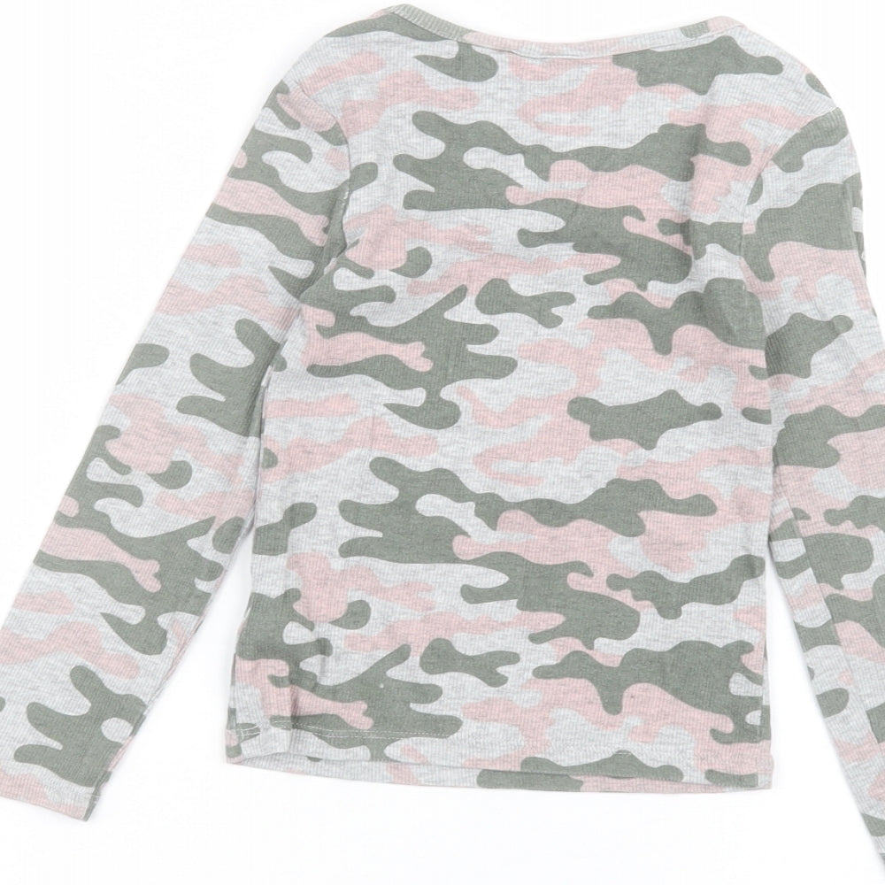 NEXT Girls Grey Camouflage  Basic T-Shirt Size 5 Years