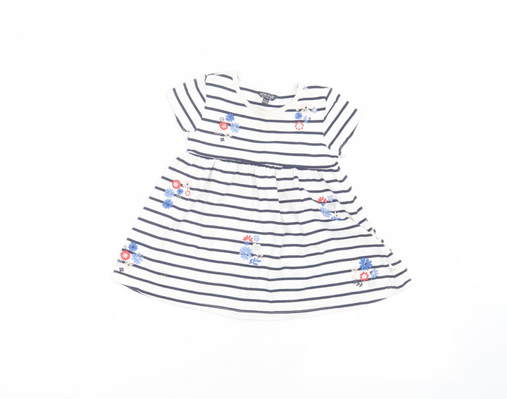 Maine New England Girls White Striped  A-Line  Size 9-10 Years