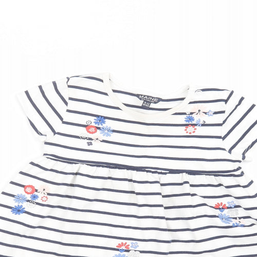 Maine New England Girls White Striped  A-Line  Size 9-10 Years