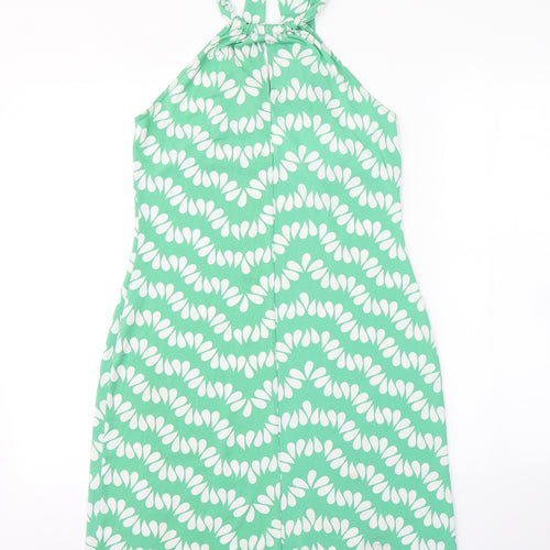 Preworn Womens Green Geometric  Slip Dress  Size 12