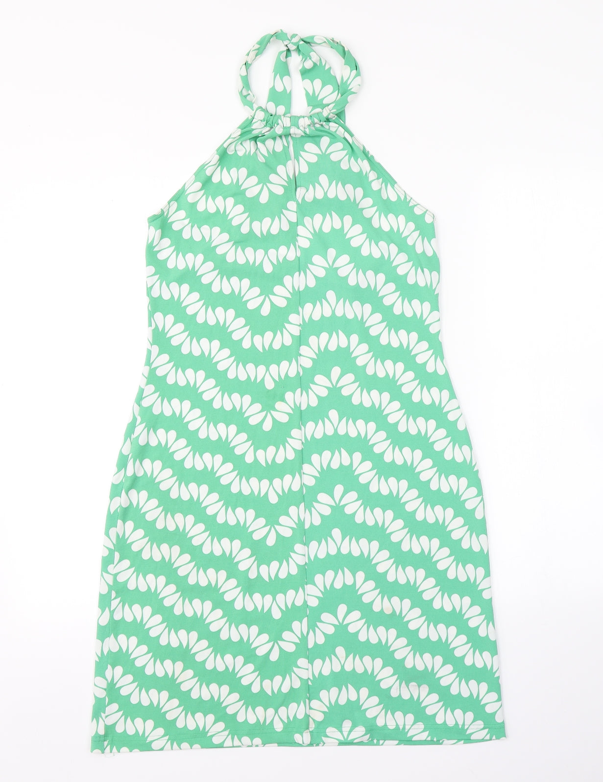 Preworn Womens Green Geometric  Slip Dress  Size 12