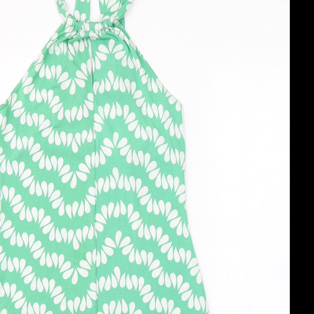Preworn Womens Green Geometric  Slip Dress  Size 12