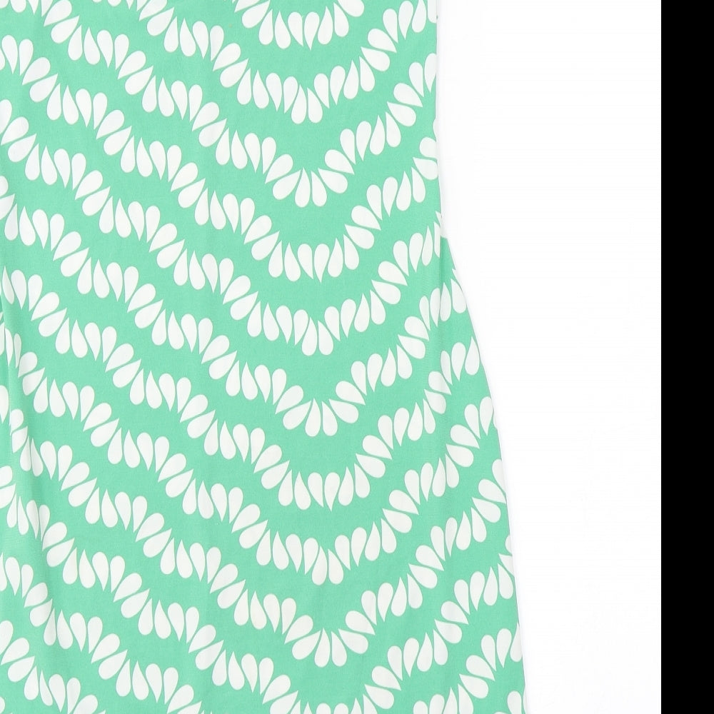Preworn Womens Green Geometric  Slip Dress  Size 12