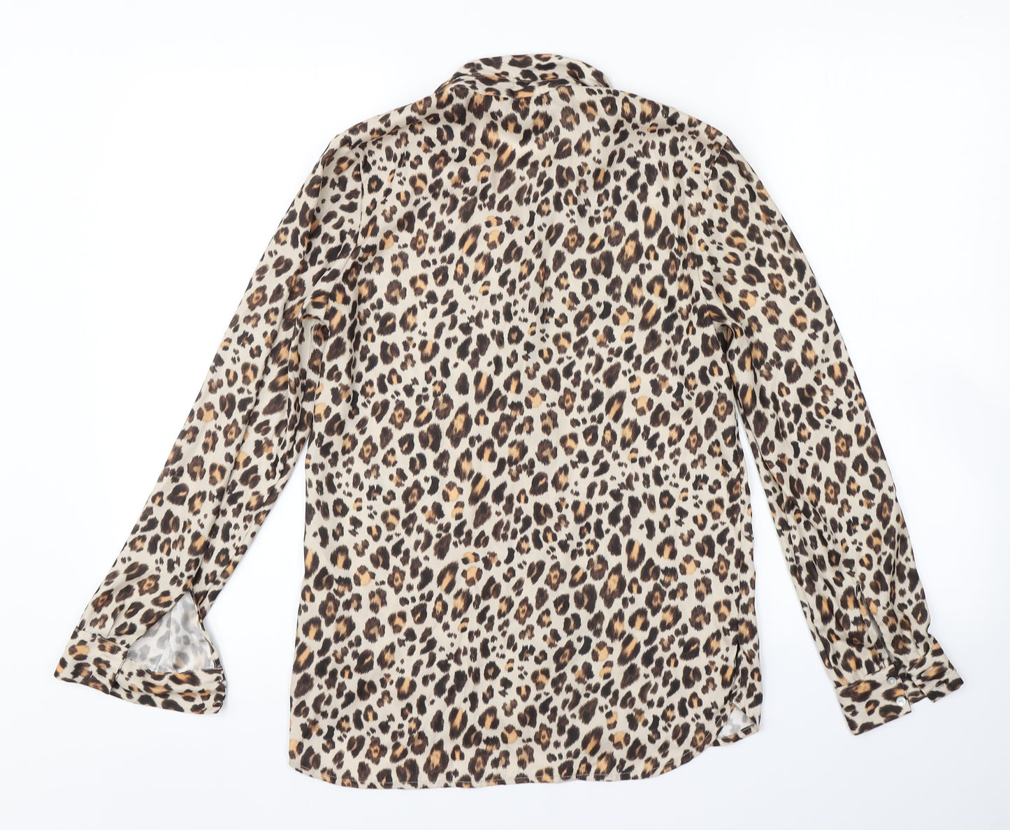 H&M Womens Beige Animal Print  Basic Button-Up Size 4
