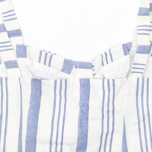 CAMEO ROSE Womens White Striped  Cropped Tank Size 10