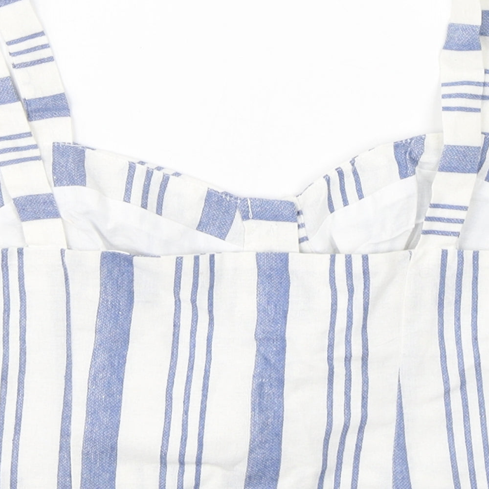 CAMEO ROSE Womens White Striped  Cropped Tank Size 10