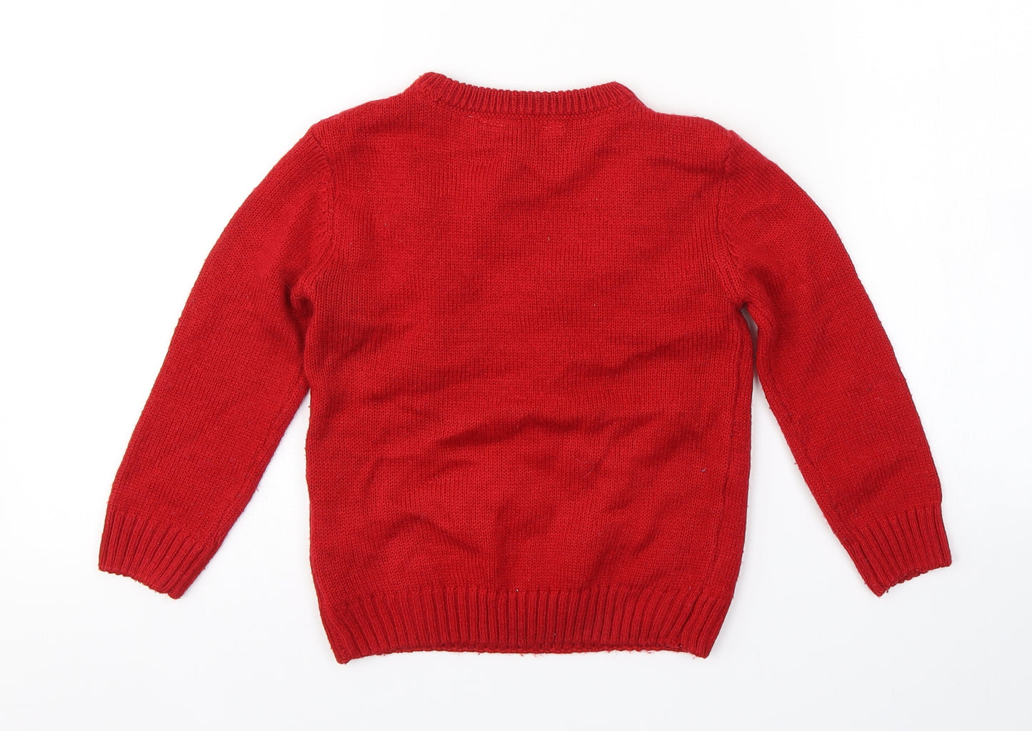 Peacocks Boys Red   Pullover Jumper Size 4-5 Years  - REINDEER, CHRISTMAS