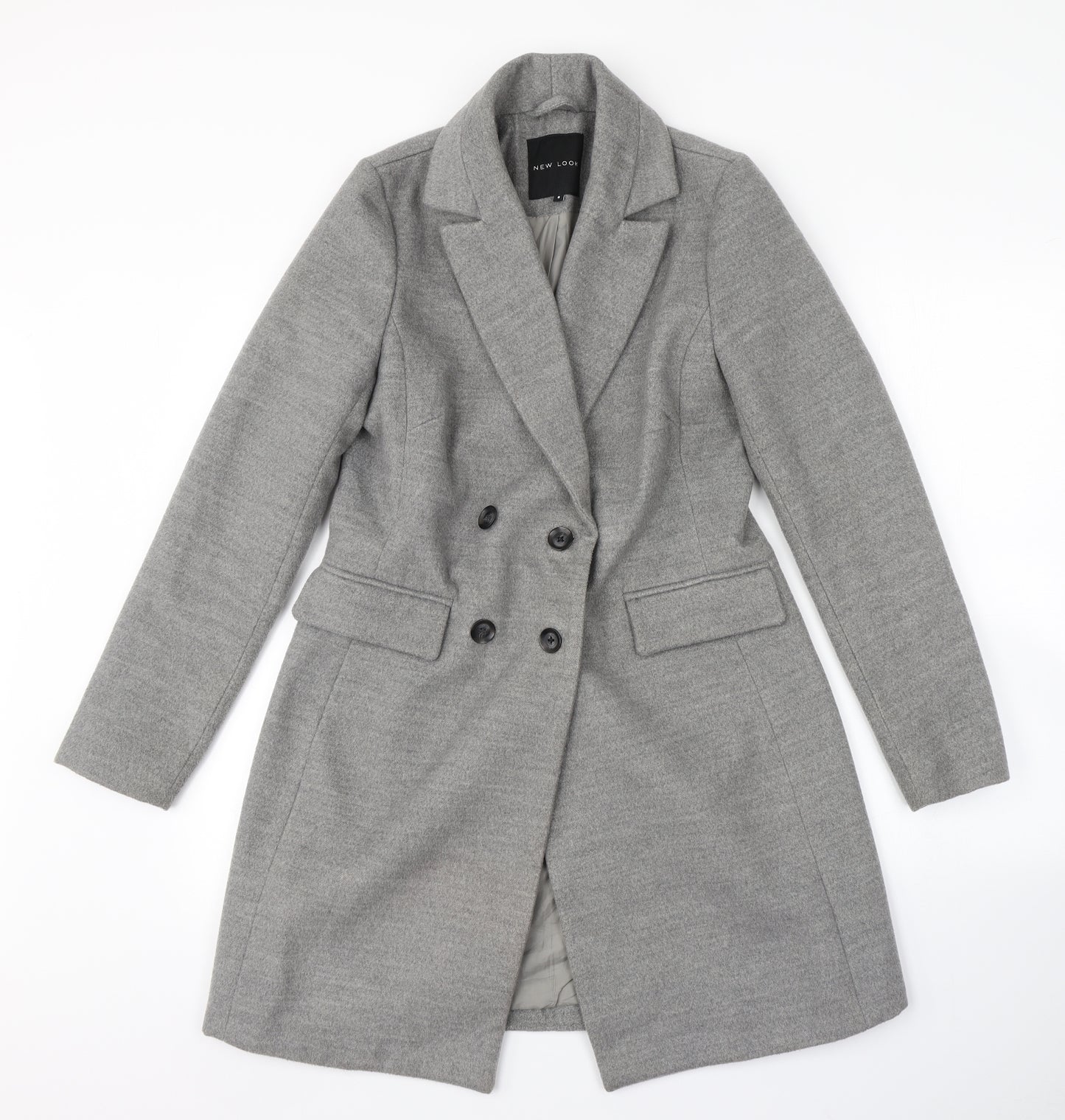 New Look Womens Grey   Pea Coat Coat Size 8