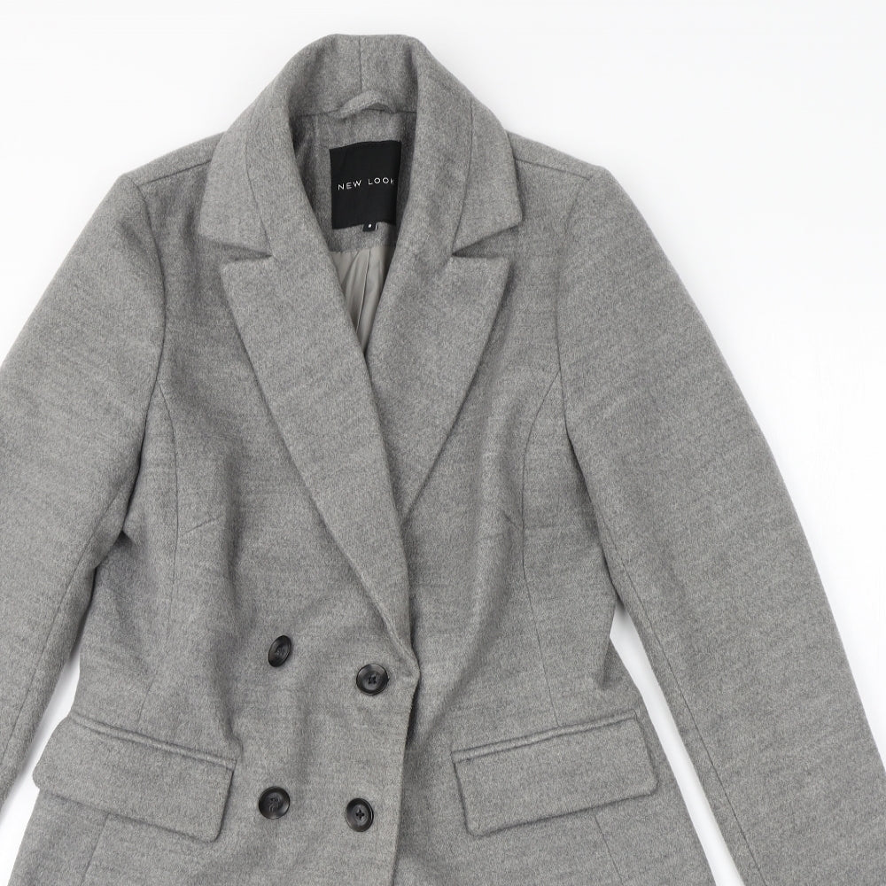New Look Womens Grey   Pea Coat Coat Size 8