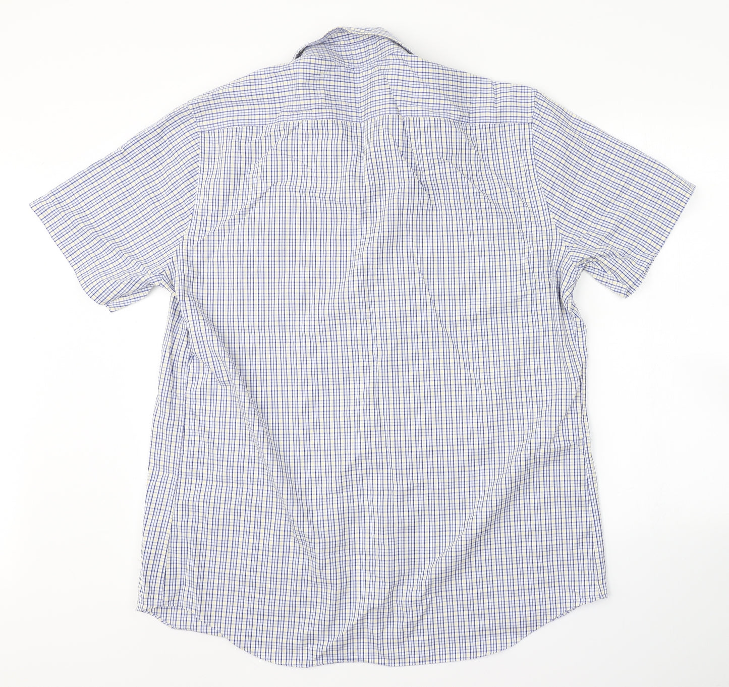 M&S Mens Blue Check   Dress Shirt Size 17