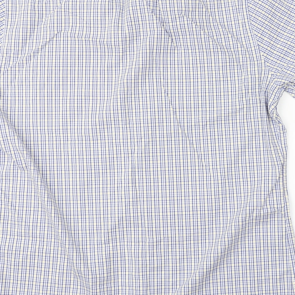 M&S Mens Blue Check   Dress Shirt Size 17