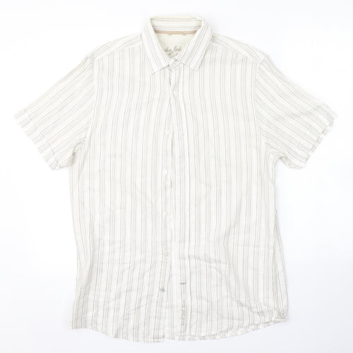 RJR.John Rocha Mens White Striped   Button-Up Size S