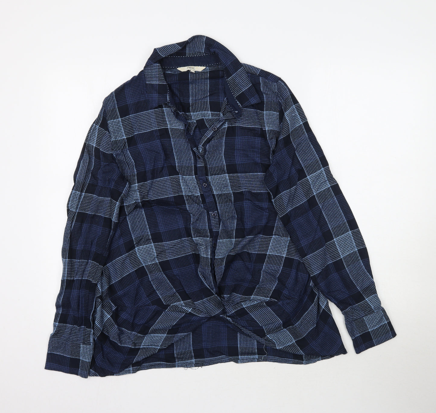 NEXT Womens Blue Plaid  Basic Button-Up Size 12