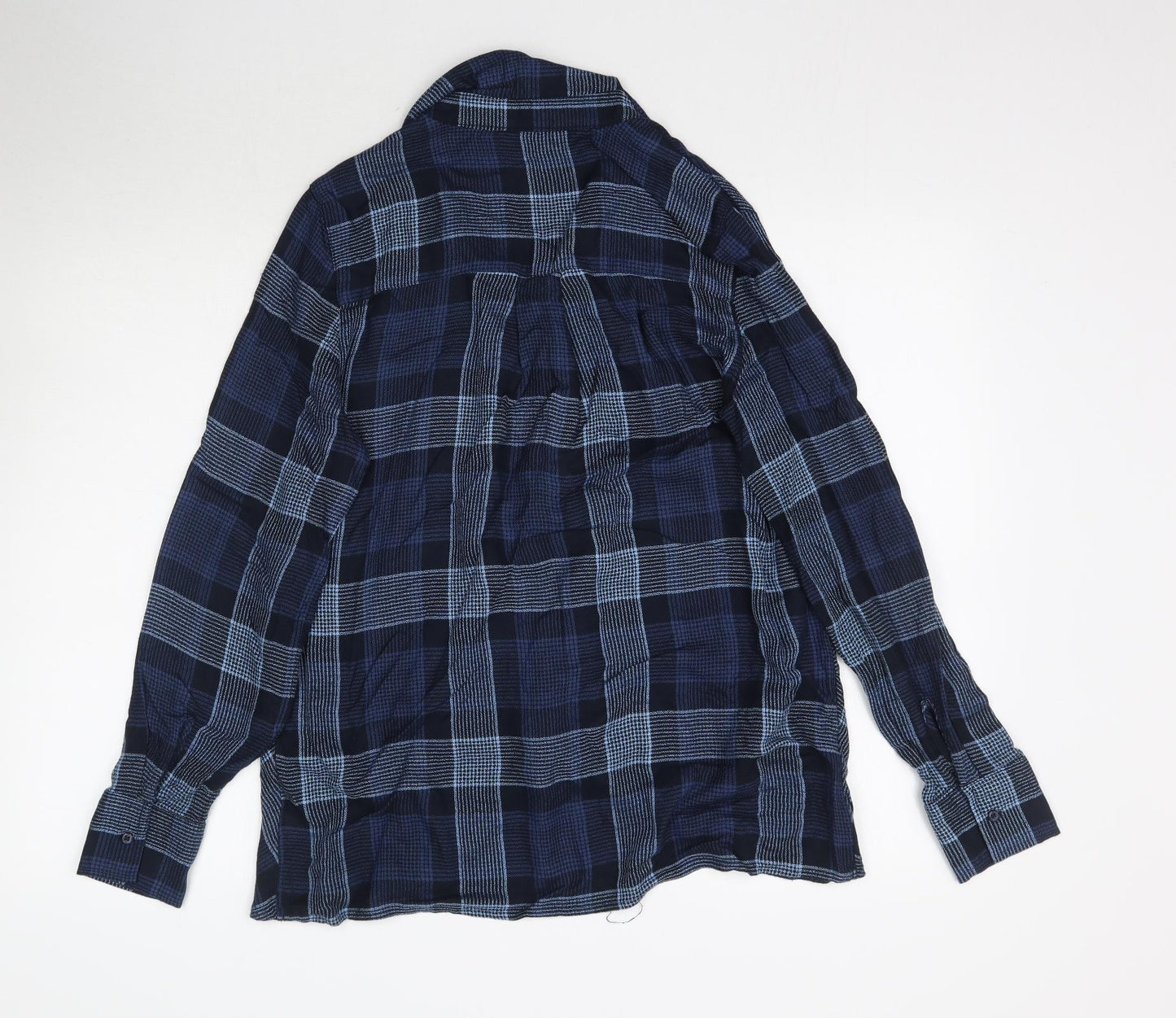 NEXT Womens Blue Plaid  Basic Button-Up Size 12