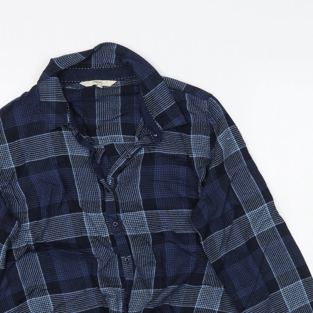 NEXT Womens Blue Plaid  Basic Button-Up Size 12