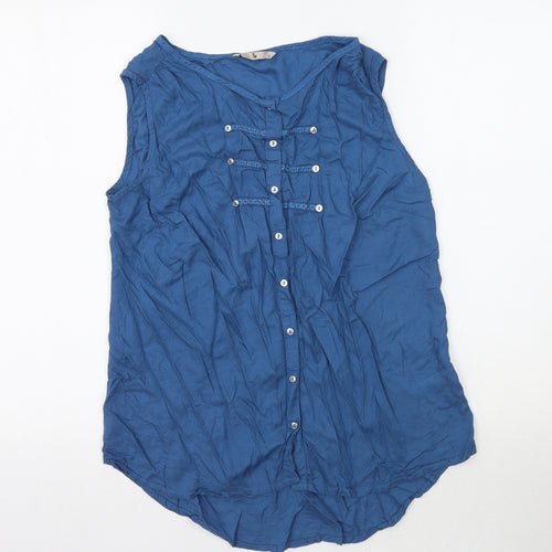 Tue Womens Blue   Basic Blouse Size 10