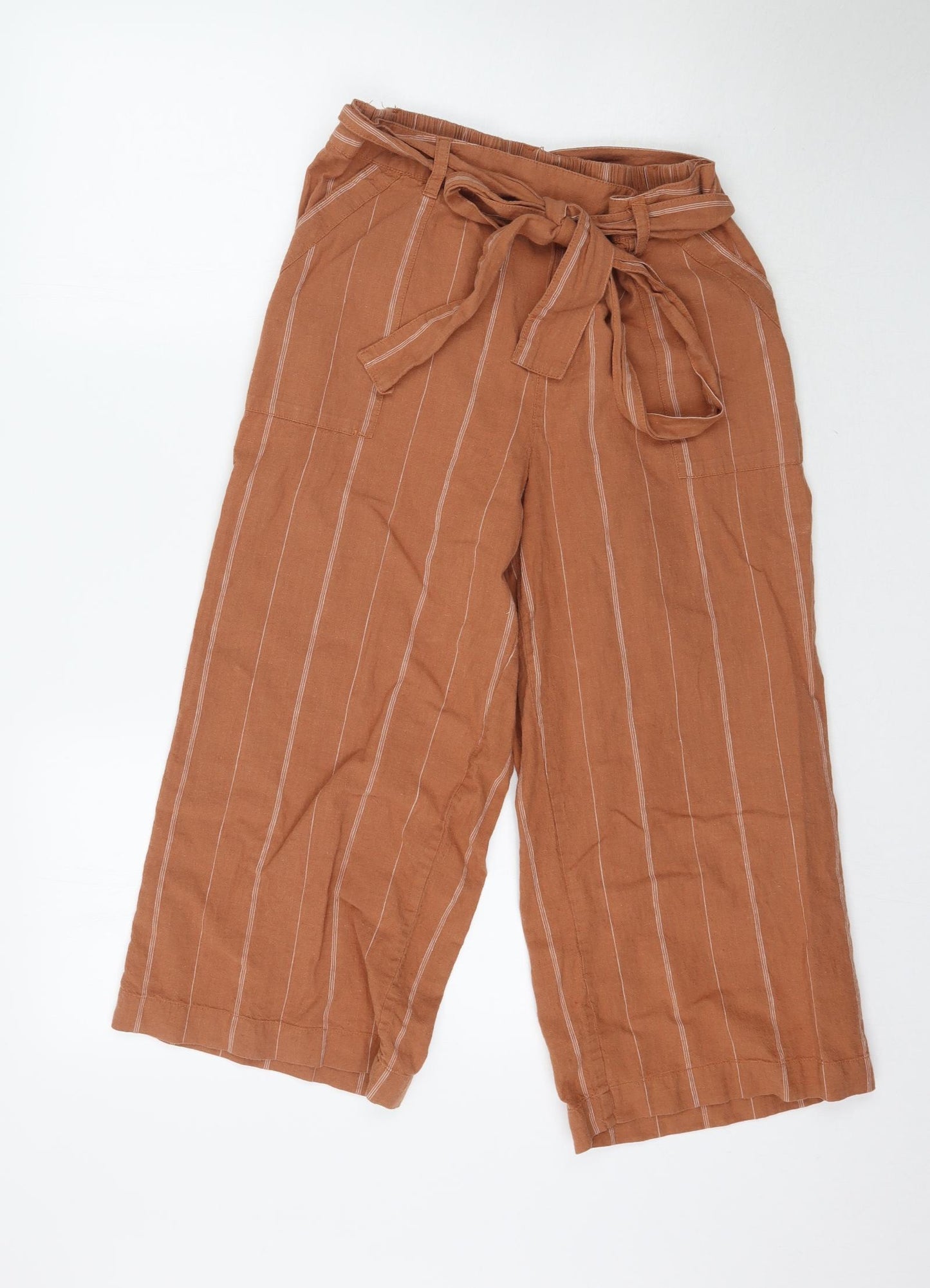 Fat Face Womens Orange Striped  Cropped Trousers Size 14 L22 in - Culotte