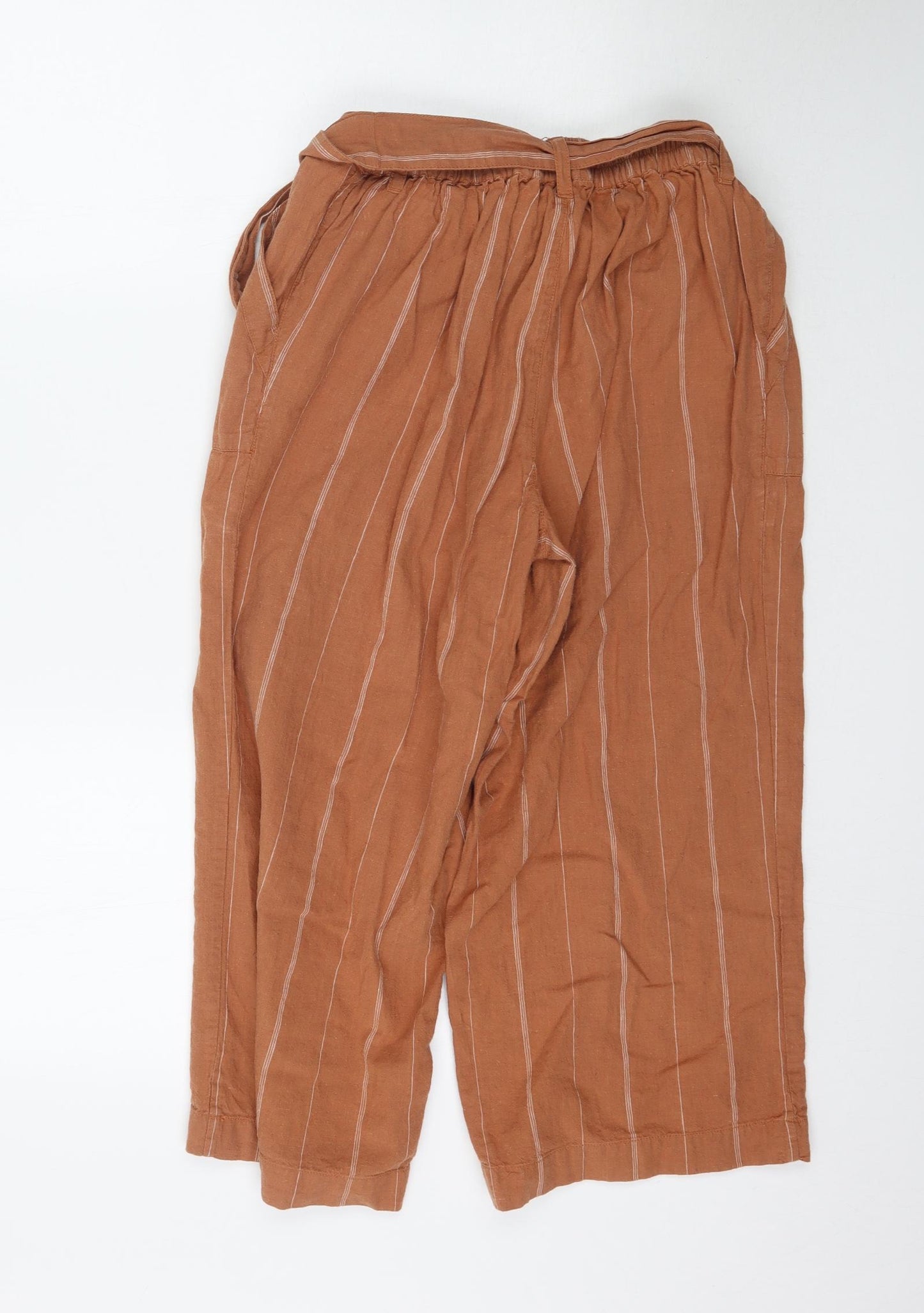 Fat Face Womens Orange Striped  Cropped Trousers Size 14 L22 in - Culotte