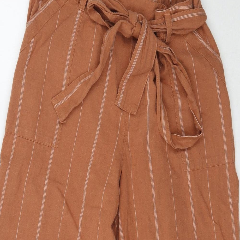 Fat Face Womens Orange Striped  Cropped Trousers Size 14 L22 in - Culotte