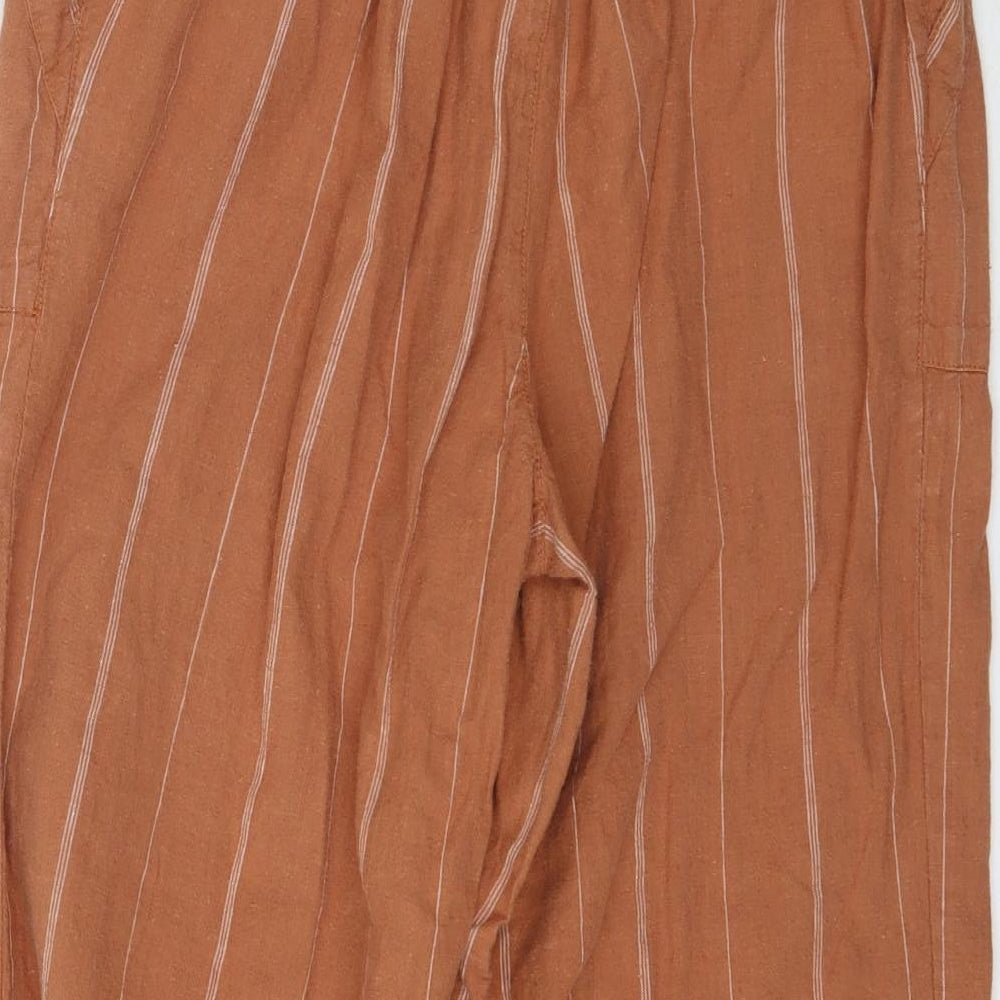 Fat Face Womens Orange Striped  Cropped Trousers Size 14 L22 in - Culotte