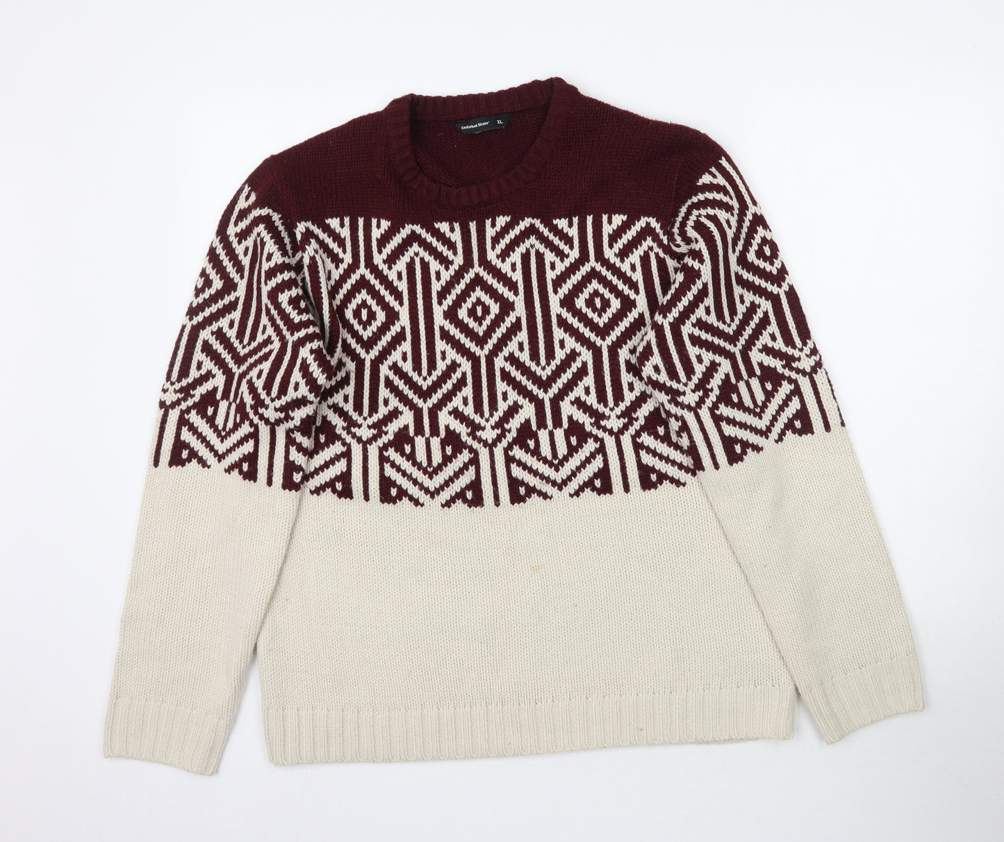 Cedar Wood State Mens Multicoloured Geometric Knit Pullover Jumper Size XL