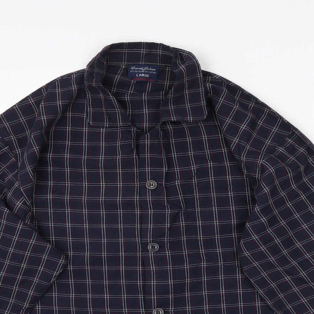 Preworn Mens Blue Plaid   Pyjama Top Size L