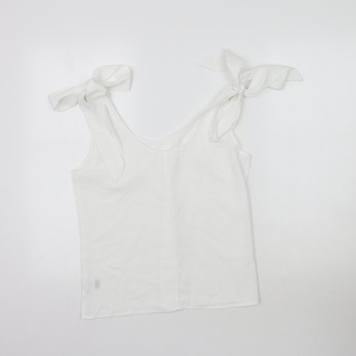 SheIn Womens White   Basic Blouse Size S  - Tie detail