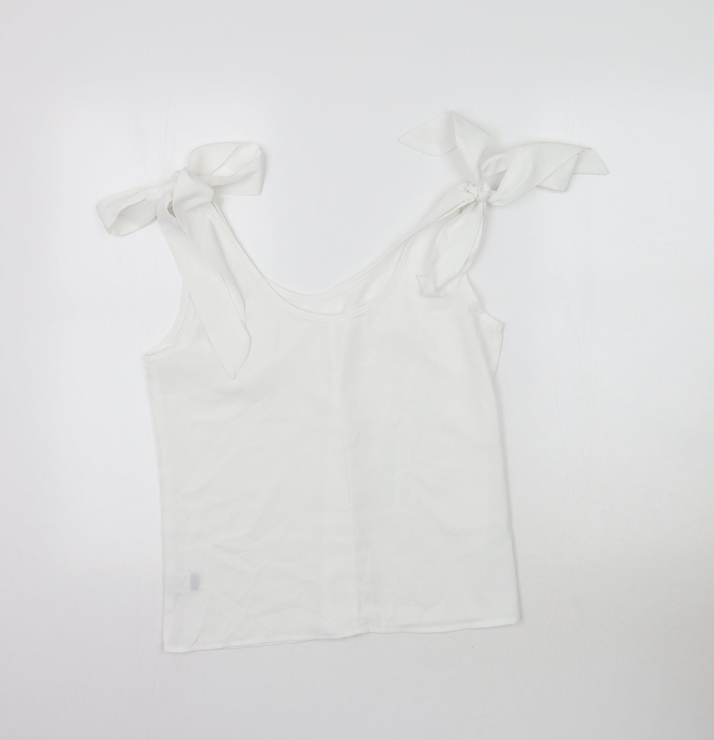 SheIn Womens White   Basic Blouse Size S  - Tie detail